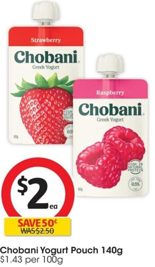 Chobani Yogurt Pouch 140g offer at Coles