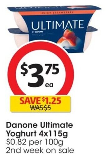 Coles Danone Ultimate Yoghurt 4x115g offer