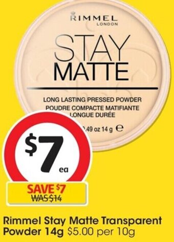 Coles Rimmel Stay Matte Transparent Powder 14g offer