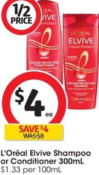 Coles L'Oréal Elvive Shampoo Or Conditioner 300ml offer