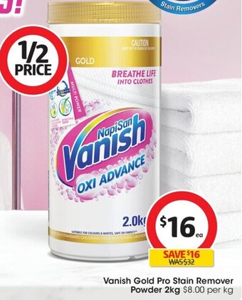 Coles Vanish Gold Pro Stain Remover Powder 2kg offer