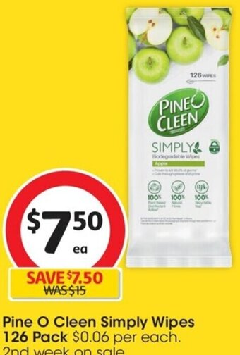 Coles Pine O Cleen Simply Wipes 126 Pack offer