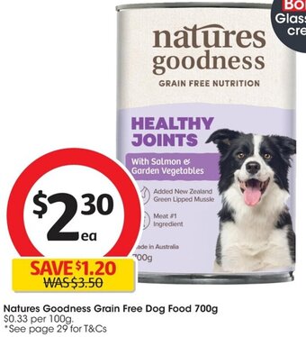 Coles Natures Goodness Grain Free Dog Food 700g offer