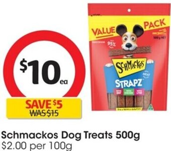Coles Schmackos Dog Treats 500g offer