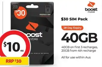 Coles Boost Sim Pack 40GB offer