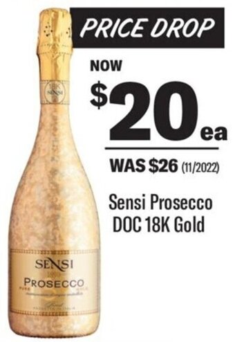 Coles Sensi Prosecco DOC 18K Gold offer