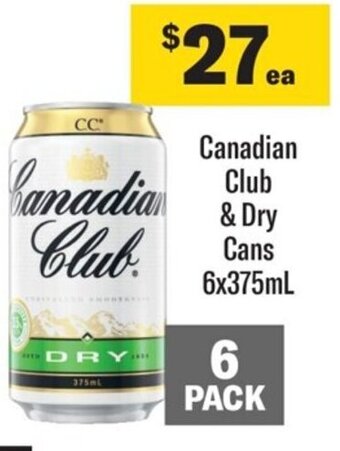 Coles Canadian Club & Dry Cans 6x375ml offer