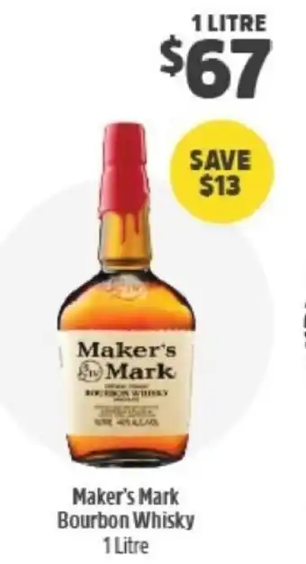 Maker's Mark Bourbon Whisky 1Litre