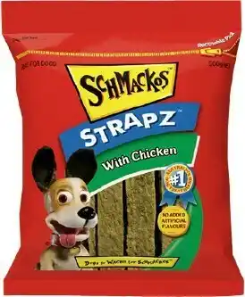 BIG W Schmackos Strapz Dog Treats 500g - Chicken offer