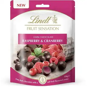 BIG W Lindt Fruit Sensation Raspberry & Cranberry Dark Chocolate Bag 150g offer