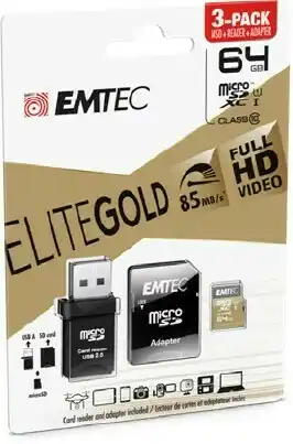 BIG W Emtec 3-Pack Micro SD Card 64GB Gold offer