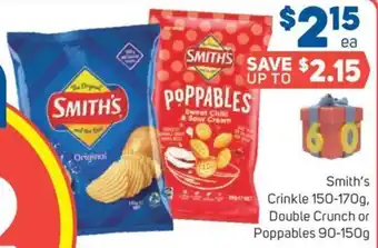 Foodland Smith's Crinkle 150-170g, Double Crunch Or Poppables 90-150g offer