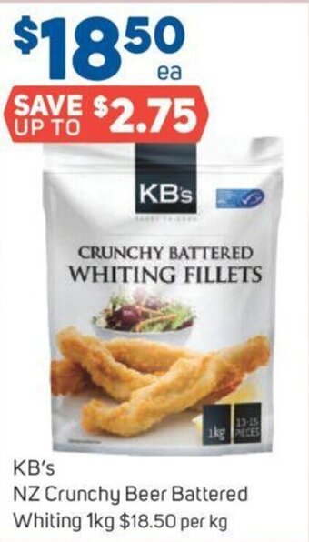 Foodland KB's NZ Crunchy Beer Battered Whiting 1kg offer