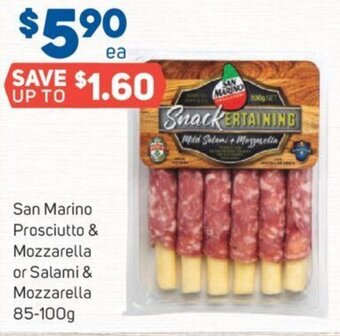 Foodland San Marino Prosciutto & Mozzarella or Salami & Mozzarella 85/100g offer