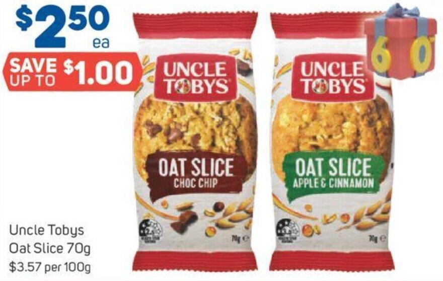 Uncle Tobys Oat Slices 70g offer at Foodland