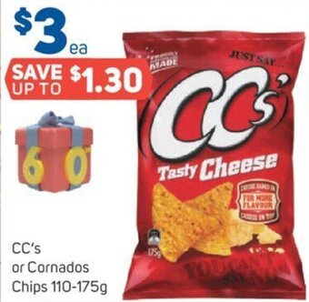 Foodland CC's or Cornados Chips 110-175g offer