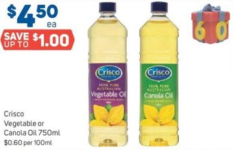 Foodland Crisco Vegetable or Canola Oil 750ml offer