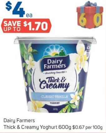 Foodland Dairy Farmers Thick & Creamy Yoghurt 600g offer