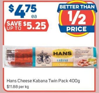 Foodland Hans Cheese Kabana Twin Pack 400g offer