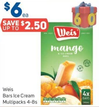 Foodland Weis Bars Ice Cream Multipacks 4-8s offer