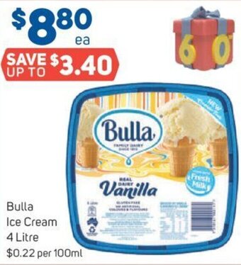 Foodland Bulla Ice Cream 4 Litre offer