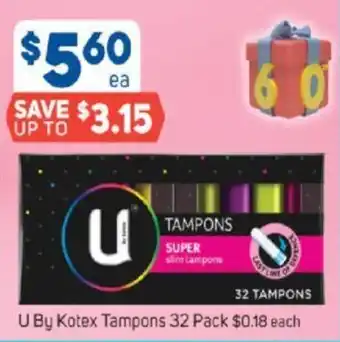Foodland U By Kotex Tampons 32pack offer