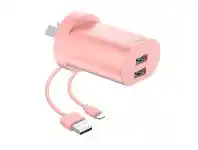 BIG W Tonic Dual USB-A Wall Charger with Lightning Cable - Rose Gold offer