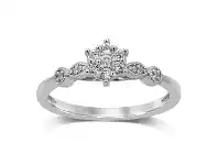 Fancy Shoulder Ring with 0.15ct of Diamonds in 9ct White Gold