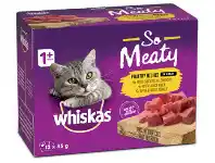 BIG W Whiskas 12-Pack Oh-So Cat Food Pouch 85g - Meaty offer
