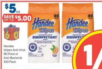 Foodland Handee Wipes Anti - Viral 90 Pack Or Anti- Bacterial 100 Pack offer