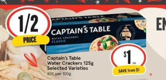 IGA Captain's Table Water Crackers 125g offer