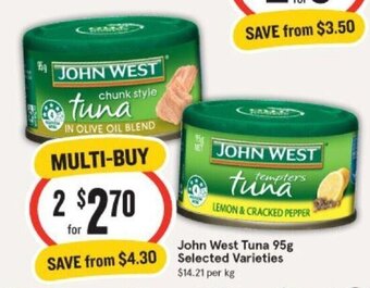 IGA John West Tuna 95g offer