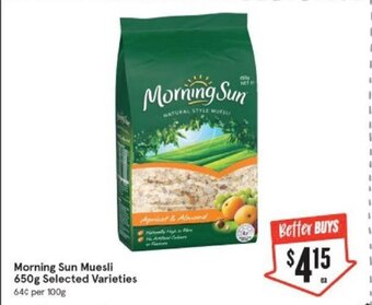 IGA Morning Sun Muesli 650g offer