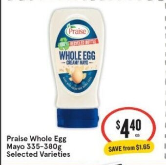 IGA Praise Whole Egg Mayo 335-380g offer