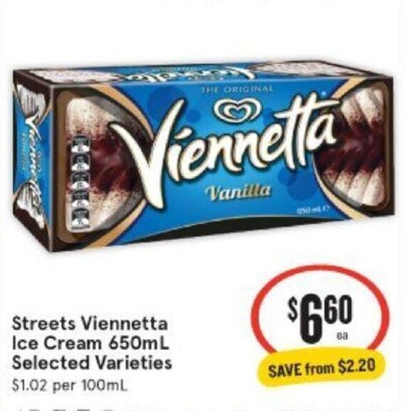 Streets Ice Cream 650ml offer at IGA