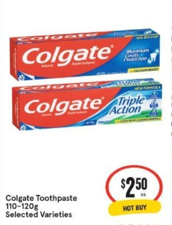 Colgate toothpaste 110120g offer at IGA