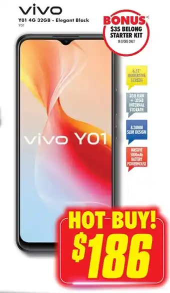 The Good Guys Vivo Y01 4g 32gb - Elegant Black offer