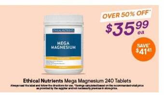 Discount Drug Stores Ethical nutrients mega magnesium 240 tablets offer