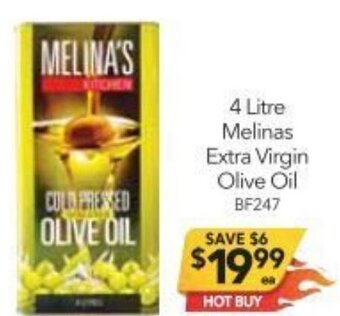 Cheap as Chips 4 Litre Melinas Extra Virgin Olive Oil offer