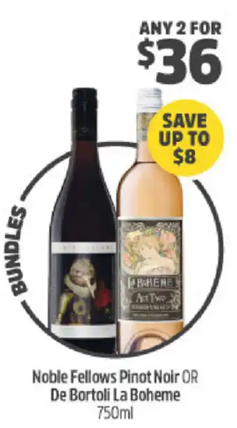 Noble Fellows Pinot Noir OR De Bortoli La Boheme 750ml