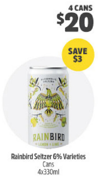 BWS Rainbird Seltzer 6% Varieties Cans 4x330ml offer