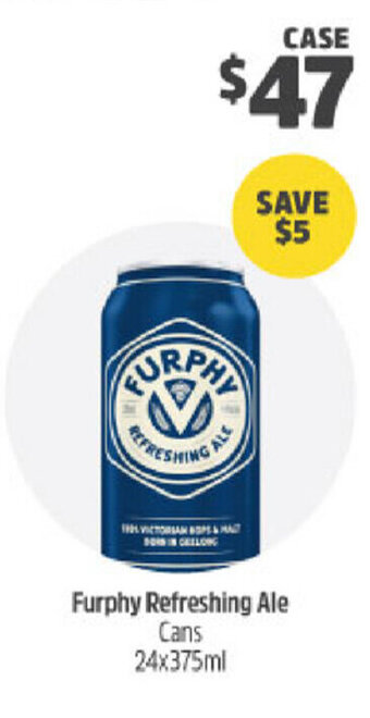 BWS Furphy Refreshing Ale Cans 24x375ml offer