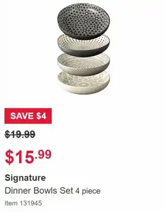 Costco Signature Dinner Bowls Set 4 Piece offer
