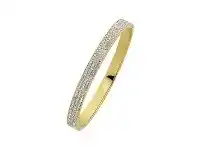 Bevilles Jewellery Stainless Steel 3 Row Pave Crystal Bangle offer