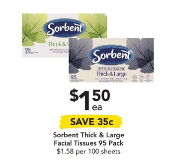 Drakes Sorbent Thick & Large Facial Tissues 95 Pack offer
