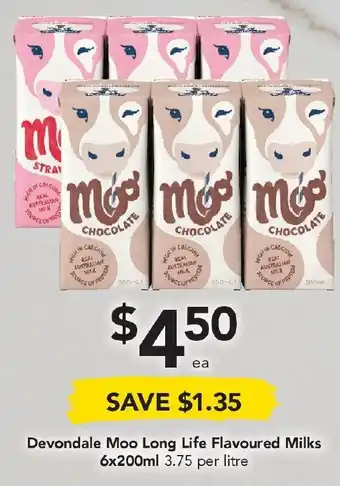 Drakes Devondale Moo Long Life Flavoured Milks 6 x 200ml offer