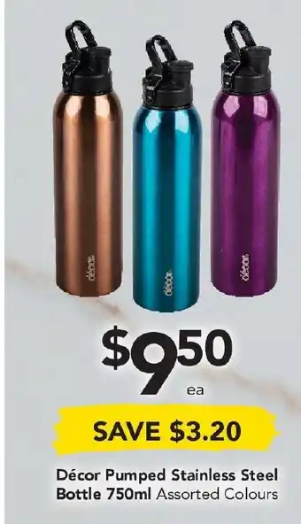 Drakes Décor Pumped Stainless Steel Bottle 750ml offer