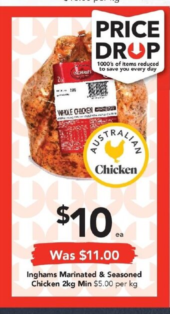 Drakes Inghams Marinated & Seasoned Chicken 2kg Min offer