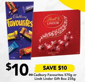 Drakes Cadbury Favourites 570g or Lindt Lindor Gift Box 235g offer