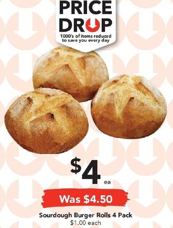 Drakes Sourdough Burger Rolls 4 Pack offer